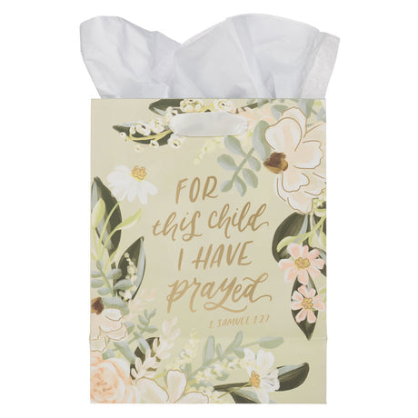 For This Child I Have Prayed Medium Gift Bag with Gift Tag