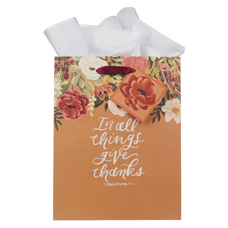 In All Things Give Thanks Medium Gift Bag with Gift Tag
