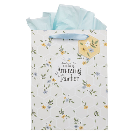 Thank You for Bee-Ing an Amazing Teacher Portrait Gift Bag with Gift Tag
